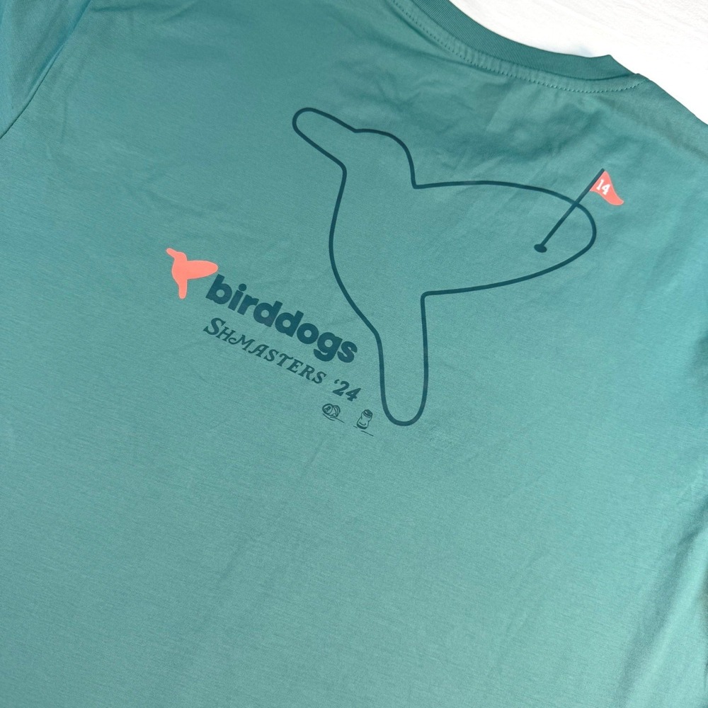 Birddogs T-Shirt Mens L Teal Shmasters 24 Golf Graphic Short Sleeve EUC
